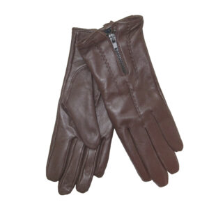 2441M Women's sheepskin glove, bemberg lining, zipper, cognac